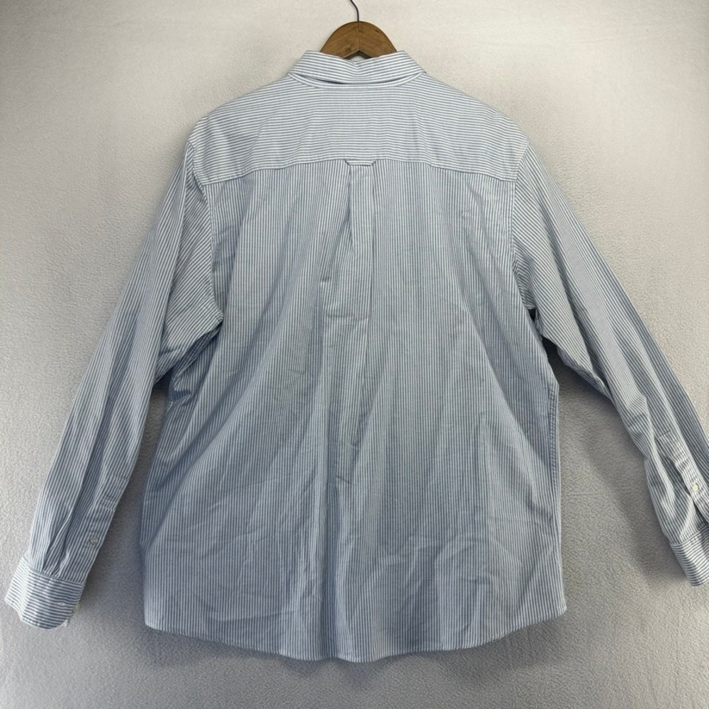 Chaps Button Down Mens XL Blue Striped Stretch Oxford Casual Cotton Blend Ivy - Picture 8 of 9